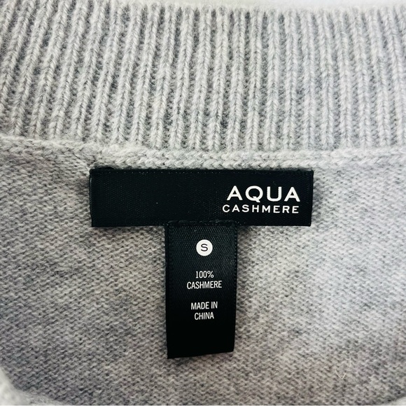 Aqua Cashmere Size Small Side Tie Grey Crewneck Sweater GYSB - Picture 4 of 5